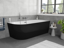 Mexen Silo baignoire autoportante d'angle droit rainurée 170 x 80 cm, blanche/noire, trop-plein gun metal - 52891708075P-95