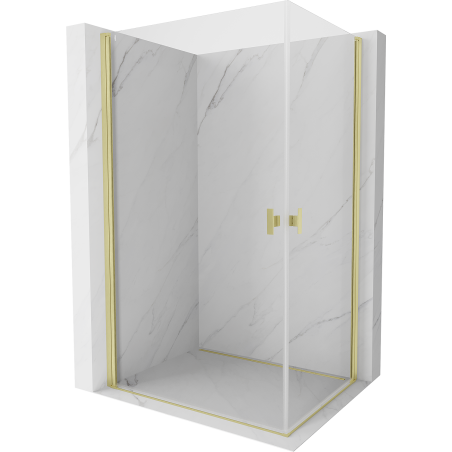 Mexen Mist-B Duo cabine de douche battante 85 x 80 cm, transparent, or brossé - 8A2-085-080-55-00