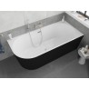 Mexen Silo baignoire autoportante d'angle droite cannelée 170 x 80 cm, blanche/noire, trop-plein nickel brossé