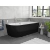 Mexen Silo baignoire autoportante d'angle droite cannelée 170 x 80 cm, blanche/noire, trop-plein nickel brossé
