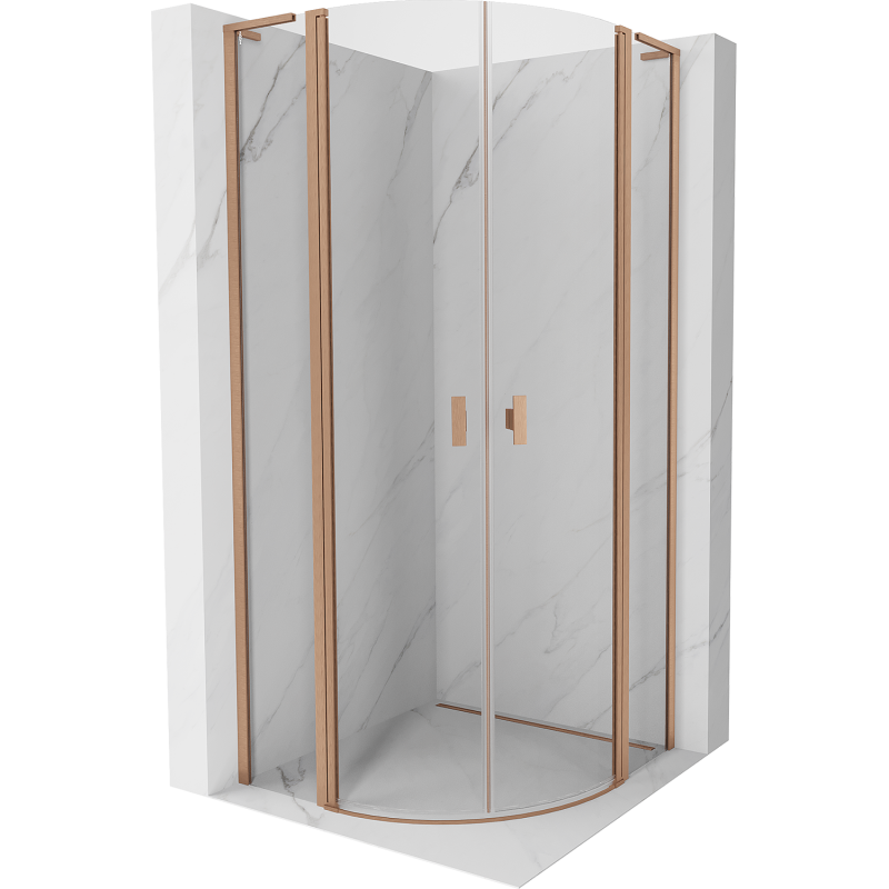 Mexen Mist L cabine de douche demi-circulaire pivotante 90 x 90 cm, transparent, cuivre brossé - 8A32L-090-090-65-00