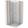 Mexen Mist L cabine de douche demi-ronde pivotante 90 x 90 cm, transparent, cuivre brossé - 8A32L-090-090-65-00