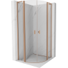 Mexen Mist L cabine de douche semi-circulaire pivotante 100 x 100 cm, transparent, cuivre brossé - 8A32L-100-100-65-00