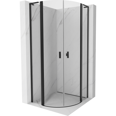 Mexen Mist L cabine de douche semi-circulaire pivotante 90 x 90 cm, transparent, noir - 8A32L-090-090-70-00
