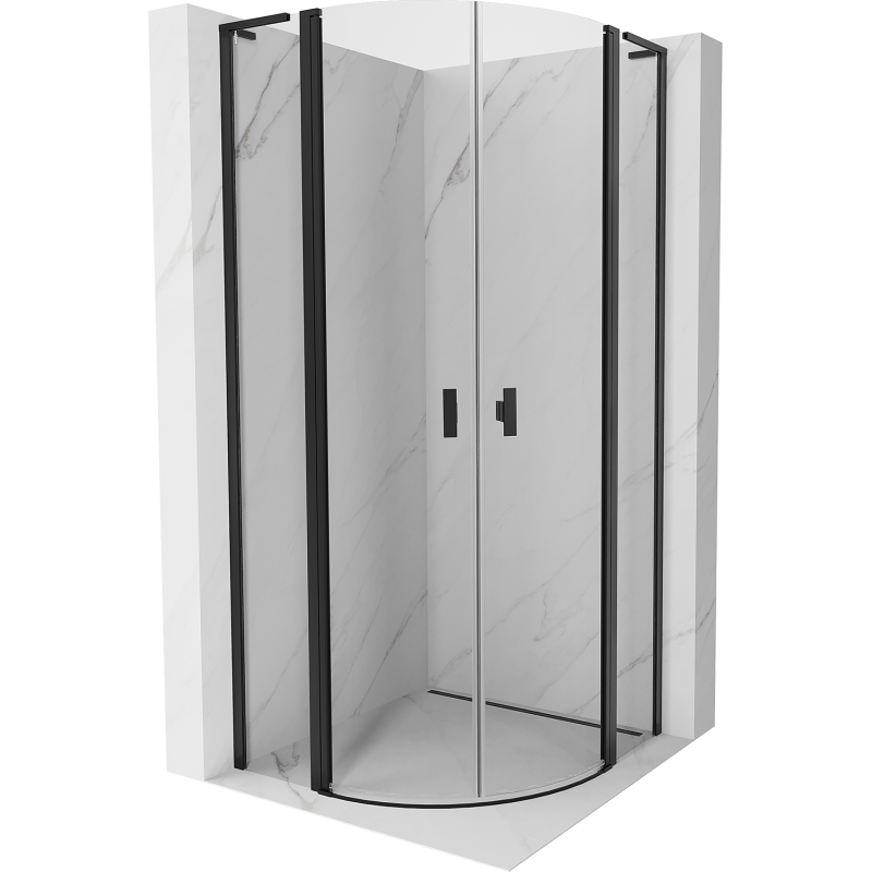 Mexen Mist L cabine de douche semi-circulaire pivotante 100 x 100 cm, transparent, noir - 8A32L-100-100-70-00