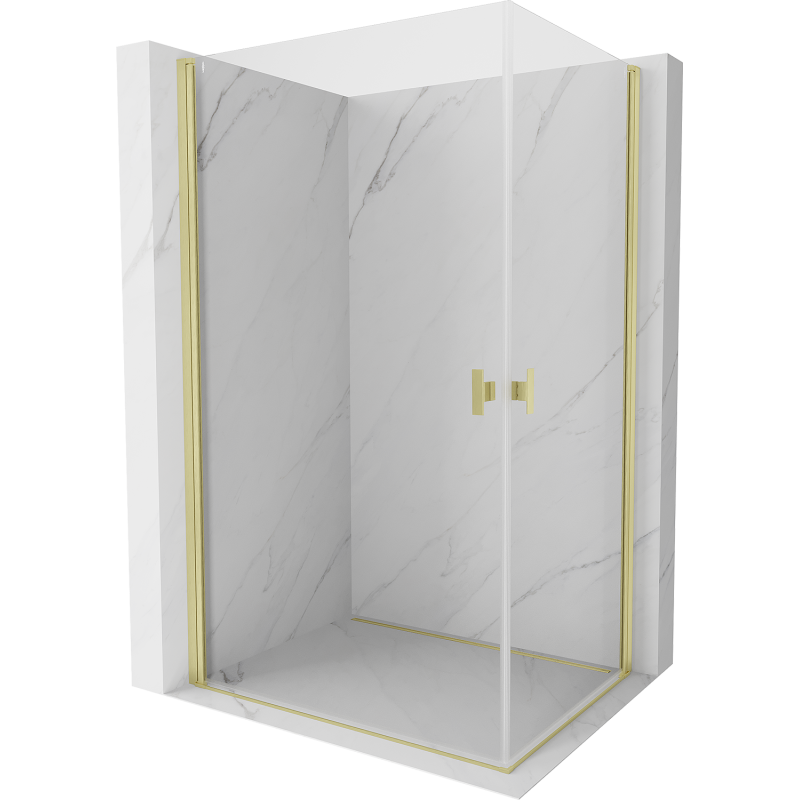 Mexen Mist-B Duo cabine de douche pivotante 100 x 80 cm, transparente, or brossé - 8A2-100-080-55-00
