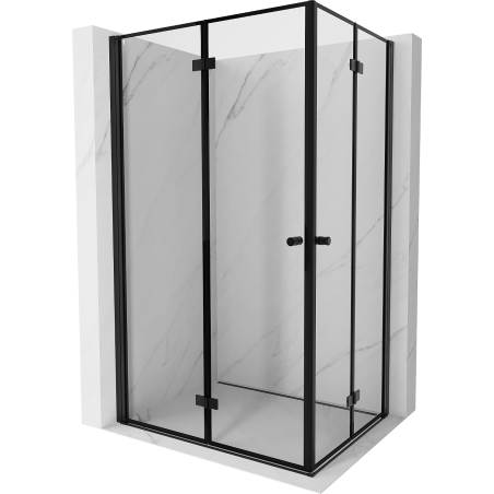 Mexen Mist-F Duo cabine de douche rabattable gauche 95 x 80 cm, cadre noir, noir - 8A6-095L-080P-70-70