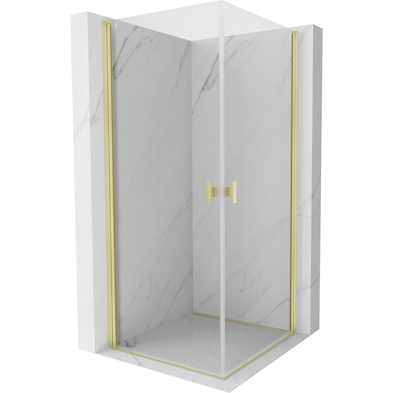 Mexen Mist-B Duo cabine de douche pivotante 95 x 95 cm, transparente, or brossé - 8A2-095-095-55-00