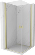 Mexen Mist-B Duo cabine de douche pivotante 95 x 95 cm, transparente, or brossé - 8A2-095-095-55-00