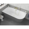 Mexen Silo baignoire autoportante d'angle gauche rainurée 150 x 75 cm, blanc/gris, trop-plein doré - 52891507562L-50
