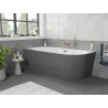 Mexen Silo baignoire autoportante d'angle gauche rainurée 150 x 75 cm, blanc/gris, trop-plein doré - 52891507562L-50