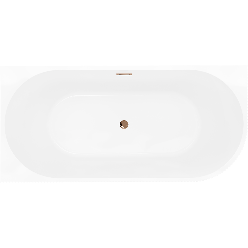 Mexen Silo baignoire autoportante d'angle gauche cannelée 150 x 75 cm, blanc/gris, trop-plein or rose - 52891507562L-60