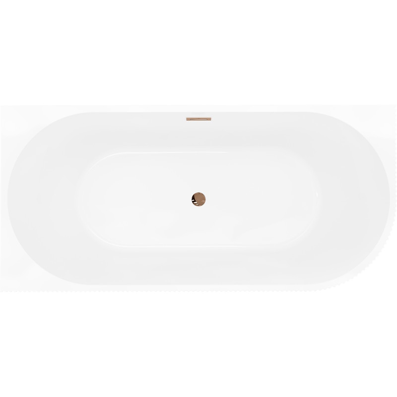 Mexen Silo baignoire autoportante d'angle gauche rainurée 150 x 75 cm, blanc/gris, trop-plein or rose - 52891507562L-60