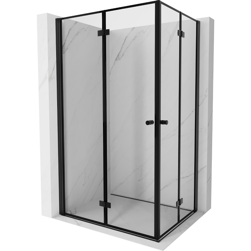 Mexen Mist-F Duo cabine de douche pliante gauche 95 x 85 cm, cadre noir, noir - 8A6-095L-085P-70-70