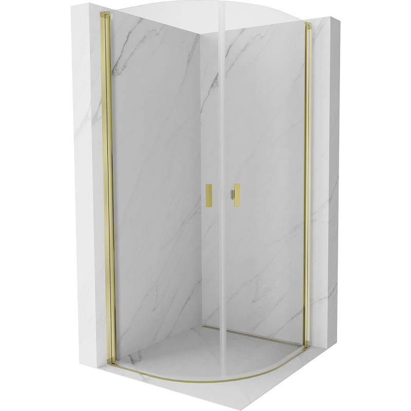 Mexen Mist cabine de douche demi-circulaire pivotante 70 x 70 cm, transparent, or - 8A31-070-070-50-00