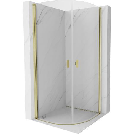 Mexen Mist cabine de douche demi-circulaire pivotante 70 x 70 cm, transparent, or - 8A31-070-070-50-00