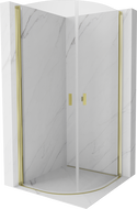 Mexen Mist cabine de douche demi-circulaire pivotante 70 x 70 cm, transparent, or - 8A31-070-070-50-00