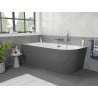 Baignoire îlot Mexen Silo d'angle gauche cannelée 150 x 75 cm, blanc/gris, trop-plein gun gray brossé - 52891507562L-66