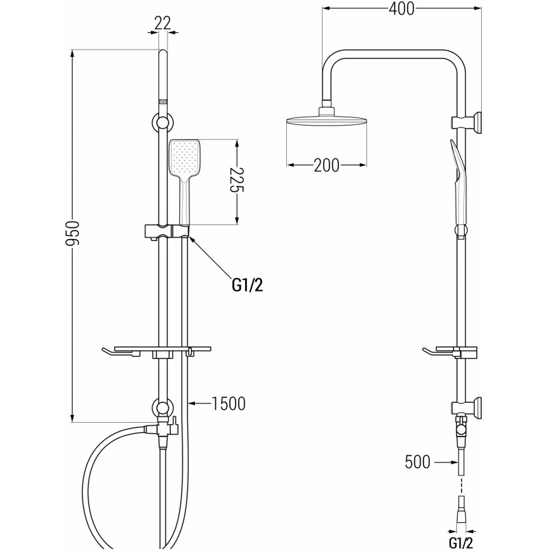 Mexen T62 colonne de douche, gris fusil brossé - 798626293-66