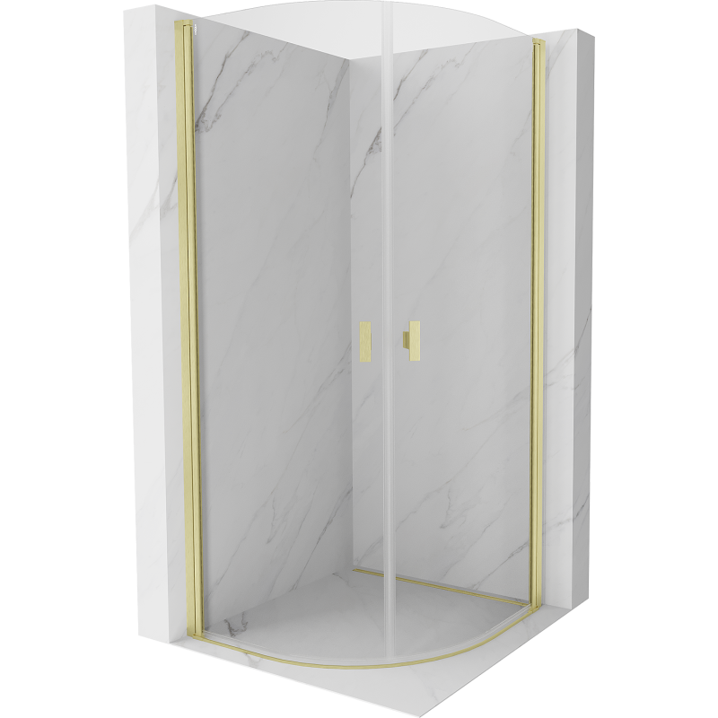 Mexen Mist cabine de douche semi-circulaire pivotante 70 x 70 cm, transparent, or brossé - 8A31-070-070-55-00