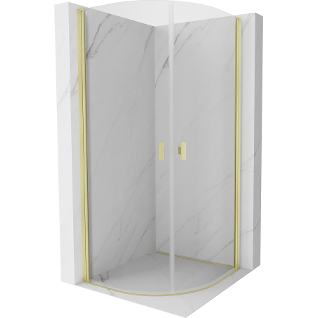 Mexen Mist cabine de douche semi-circulaire pivotante 70 x 70 cm, transparent, or brossé - 8A31-070-070-55-00