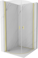 Mexen Mist cabine de douche semi-circulaire pivotante 70 x 70 cm, transparent, or brossé - 8A31-070-070-55-00