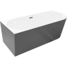 Mexen Silo baignoire autoportante d'angle gauche cannelée 150 x 75 cm, blanc/gris, trop-plein gun metal - 52891507562L-95