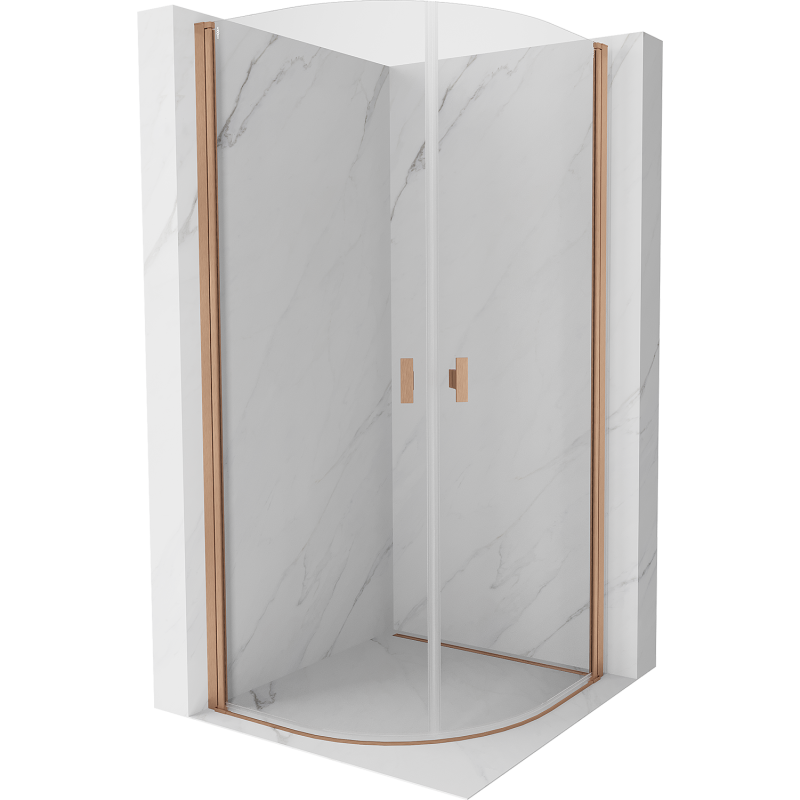 Mexen Mist cabine de douche semi-circulaire pivotante 90 x 90 cm, transparent, cuivre brossé - 8A31-090-090-65-00