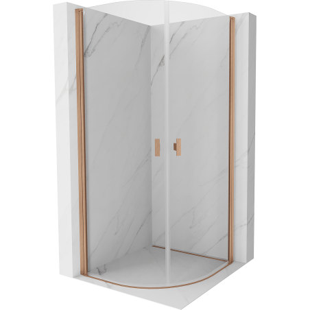 Mexen Mist cabine de douche demi-circulaire pivotante 90 x 90 cm, transparent, cuivre brossé - 8A31-090-090-65-00