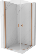 Mexen Mist cabine de douche demi-circulaire pivotante 90 x 90 cm, transparent, cuivre brossé - 8A31-090-090-65-00