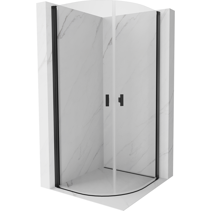 Mexen Mist cabine de douche semi-circulaire pivotante 70 x 70 cm, transparent, noir - 8A31-070-070-70-00