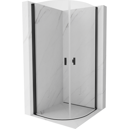 Mexen Mist cabine de douche semi-circulaire pivotante 70 x 70 cm, transparent, noir - 8A31-070-070-70-00
