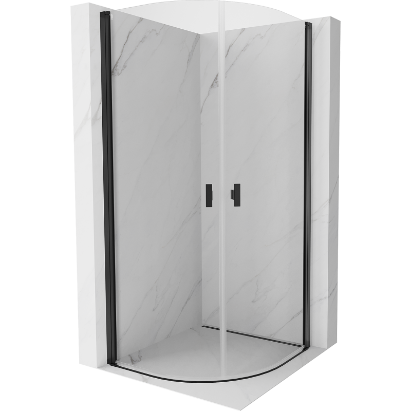Mexen Mist cabine de douche semi-circulaire pivotante 90 x 90 cm, transparent, noir - 8A31-090-090-70-00