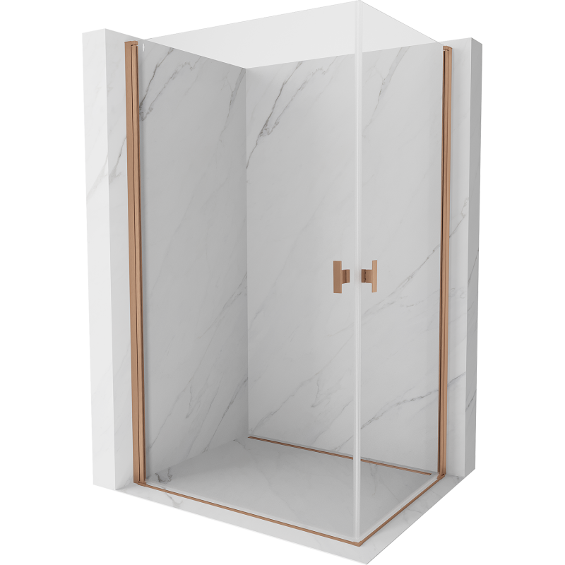 Mexen Mist-B Duo cabine de douche battante 100 x 75 cm, transparent, cuivre brossé - 8A2-100-075-65-00