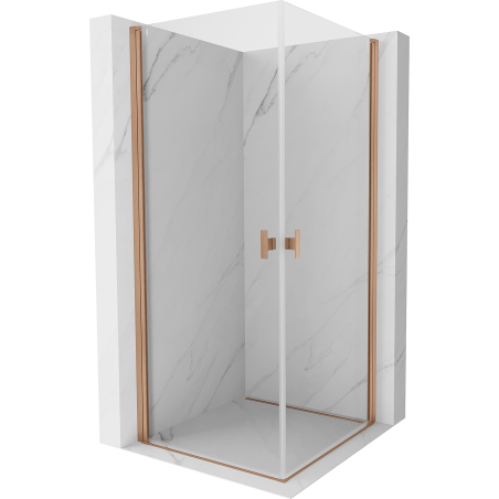 Mexen Mist-B Duo cabine de douche pivotante 80 x 80 cm, transparent, cuivre brossé - 8A2-080-080-65-00