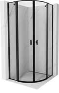 Mexen Mist cabine de douche semi-circulaire pivotante 90 x 90 cm, cadre noir, noir - 8A32-090-090-70-70