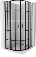Mexen Mist cabine de douche semi-circulaire battante 90 x 90 cm, grille noire, noir - 8A32-090-090-70-77