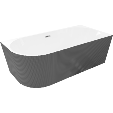 Mexen Silo baignoire îlot d'angle droit rainurée 150 x 75 cm, blanc/gris, trop-plein chromé - 52891507562P-01