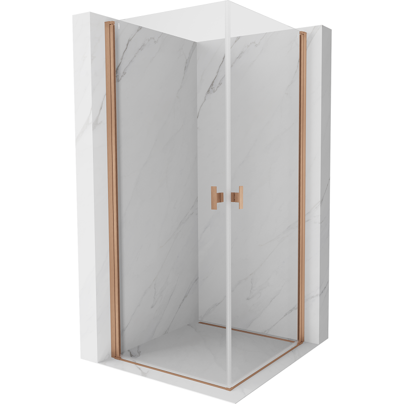 Mexen Mist-B Cabine de douche pivotante Duo 85 x 85 cm, transparent, cuivre brossé - 8A2-085-085-65-00