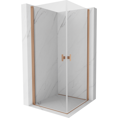 Mexen Mist-B Duo cabine de douche pivotante 85 x 85 cm, transparent, cuivre brossé - 8A2-085-085-65-00