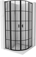 Mexen Mist L cabine de douche quart-de-rond pivotante 90 x 90 cm, grille noire, noir - 8A32L-090-090-70-77