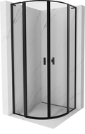 Cabine de douche arrondie Mexen Mist L abattante 100 x 100 cm, cadre noir, noir - 8A32L-100-100-70-70