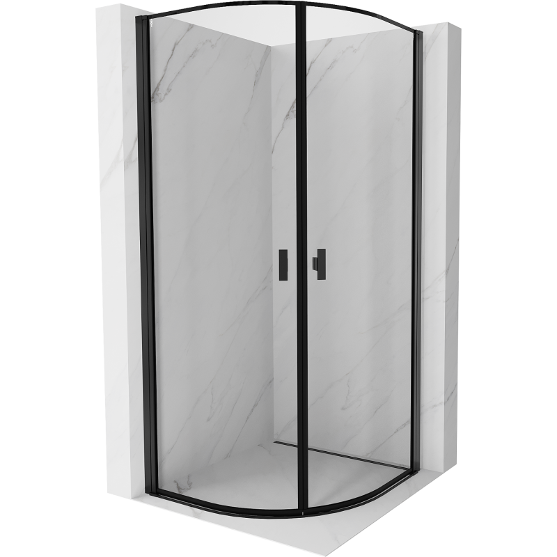 Mexen Mist cabine de douche semi-circulaire battante 70 x 70 cm, cadre noir, noir - 8A31-070-070-70-70