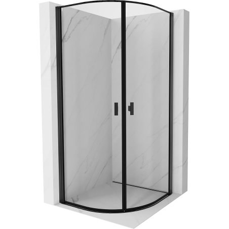 Mexen Mist cabine de douche semi-circulaire à battant 70 x 70 cm, cadre noir, noir - 8A31-070-070-70-70