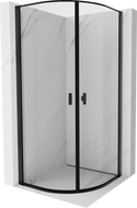 Mexen Mist cabine de douche demi-circulaire pivotante 80 x 80 cm, cadre noir, noir - 8A31-080-080-70-70