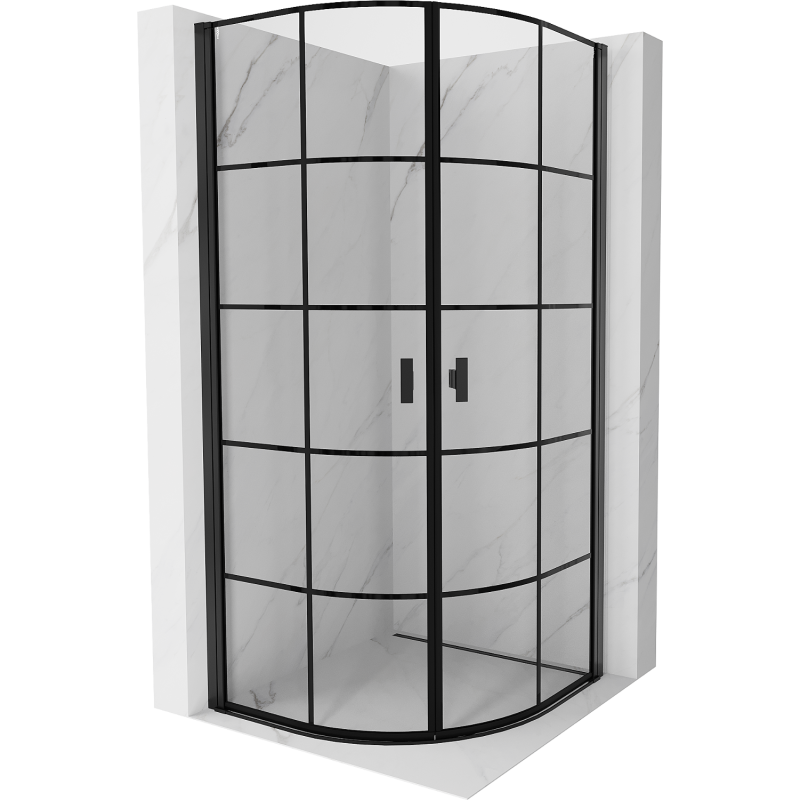 Mexen Mist cabine de douche semi-circulaire battante 70 x 70 cm, grille noire, noir - 8A31-070-070-70-77
