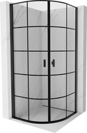 Mexen Mist cabine de douche semi-circulaire battante 80 x 80 cm, grille noire, noire - 8A31-080-080-70-77