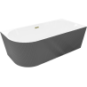 Mexen Silo baignoire autoportante d'angle droite cannelée 150 x 75 cm, blanc/gris, trop-plein doré - 52891507562P-50