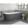 Mexen Silo baignoire autoportante d'angle droite rainurée 150 x 75 cm, blanche/grise, trop-plein doré - 52891507562P-50