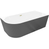 Mexen Silo baignoire autoportante d'angle droite rainurée 150 x 75 cm, blanc/gris, trop-plein or brossé - 52891507562P-55